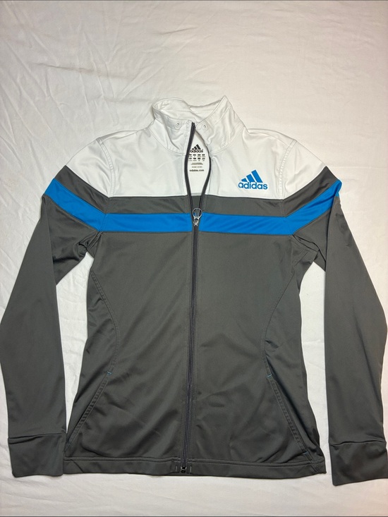 Adidas Gray, White & Blue Full-Zip Track Jacket